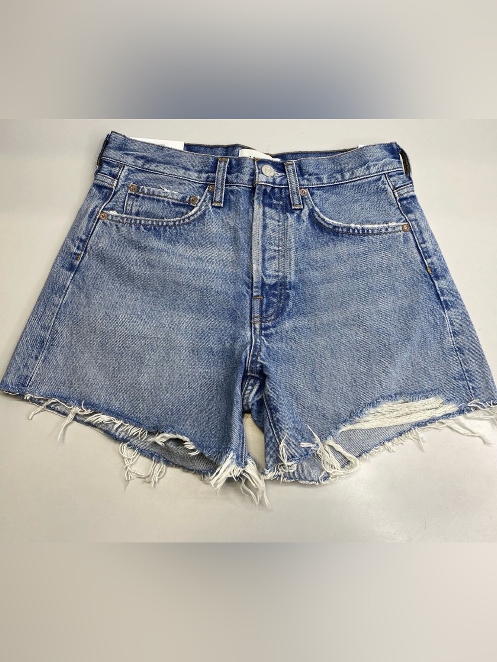 Agolde Womens Long Short Community Blue Size 27 Parker Loose Fit Vintage Fray